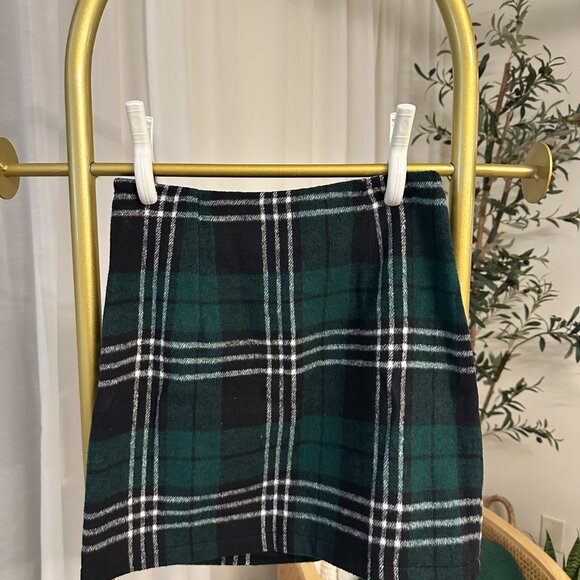 Women's Plaid Mini Skirt High Waist Plaid Skirt Tight Pencil Wool Mini Skirt - Picture 3 of 3